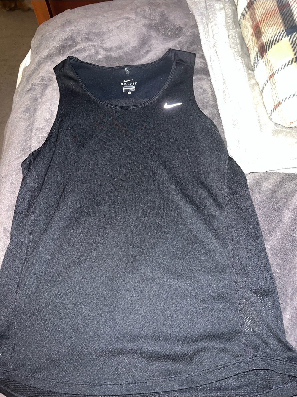 Nike Black women’s Dri-FIT Tank with White Swoosh
